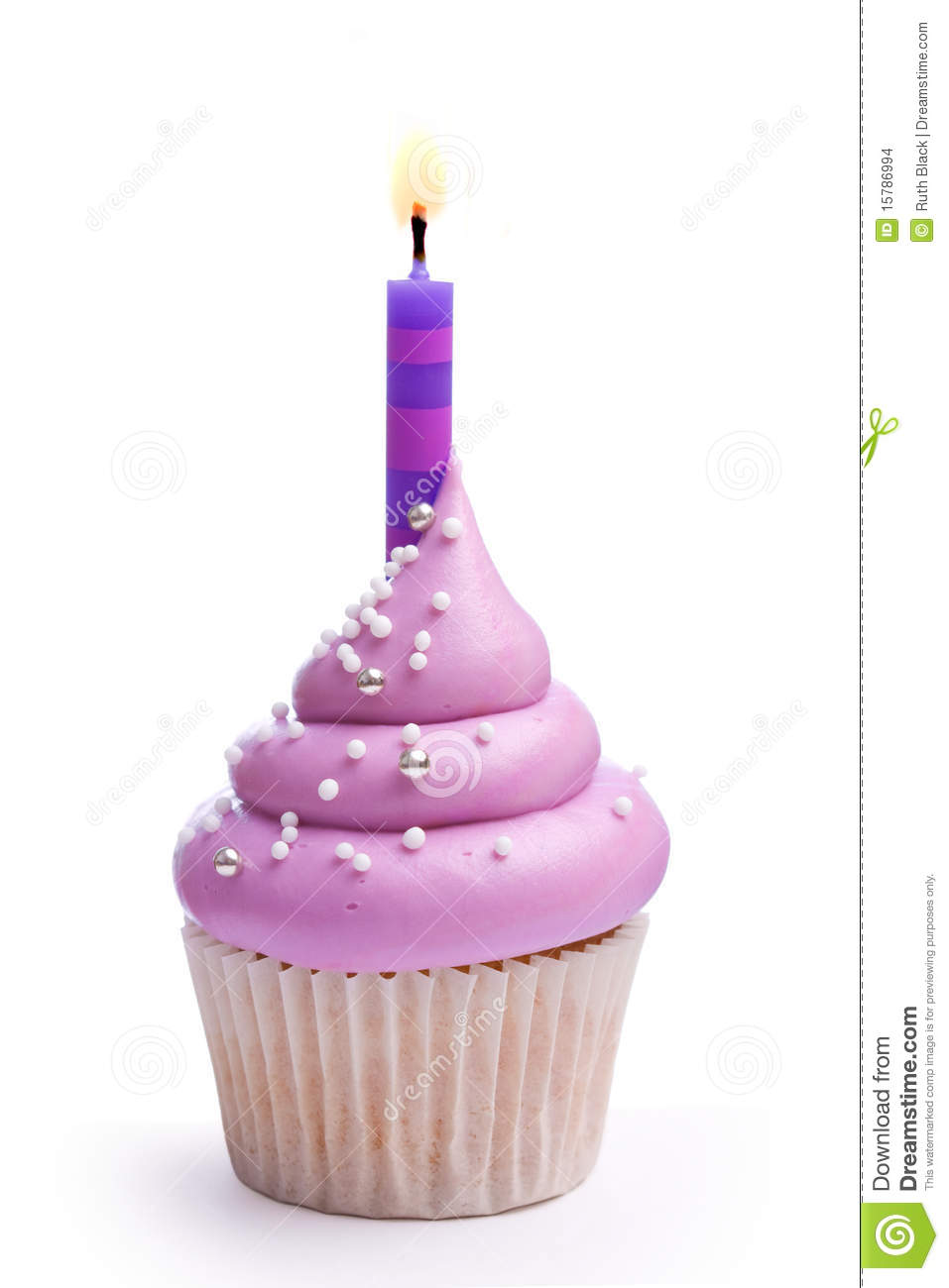 A Single Birthday Cupcake with Candle