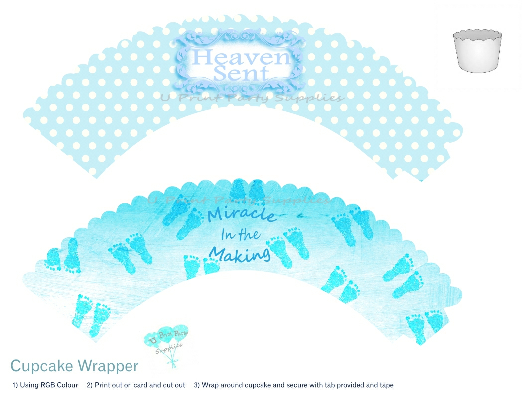 Baby Boy Shower Cupcake Wrapper Printable