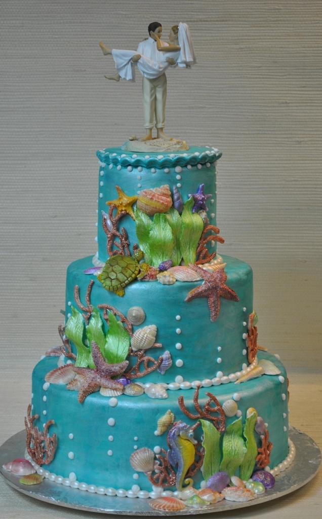 Beach Theme Wedding Cakes Fondant