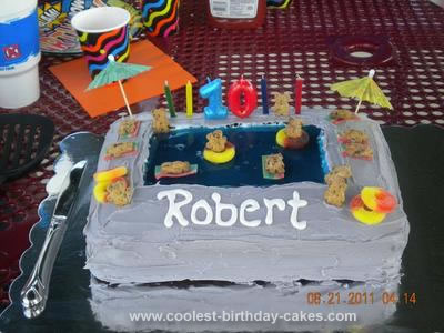 Homemade Swimming Pool Birthday Cake