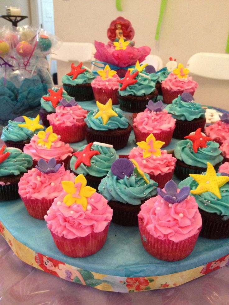 8 Photos of Ariel Birthday Cupcakes