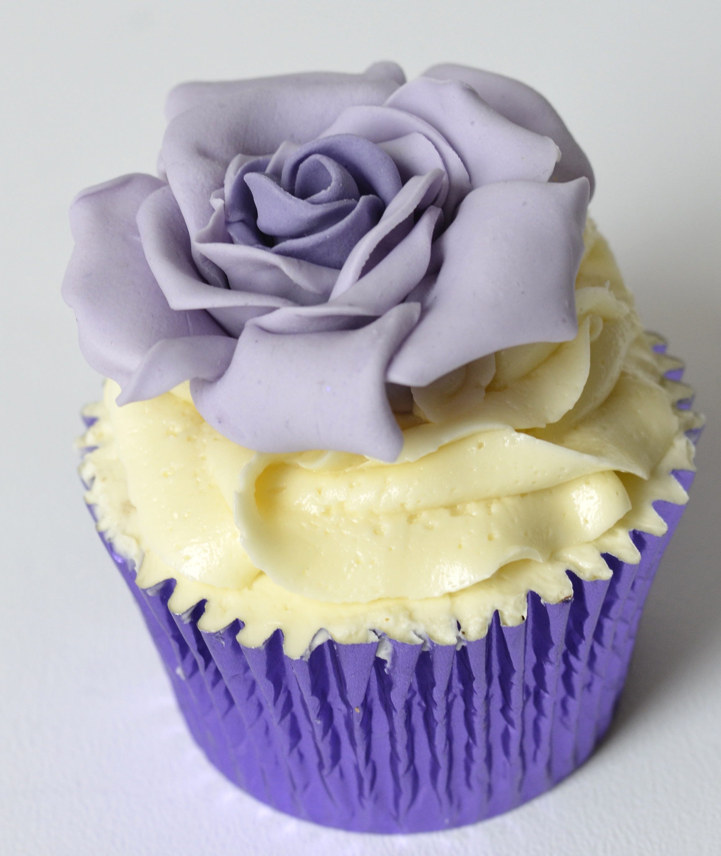 Single Purple Rose Cupcake