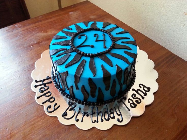 Teal and Zebra Birthday Cake