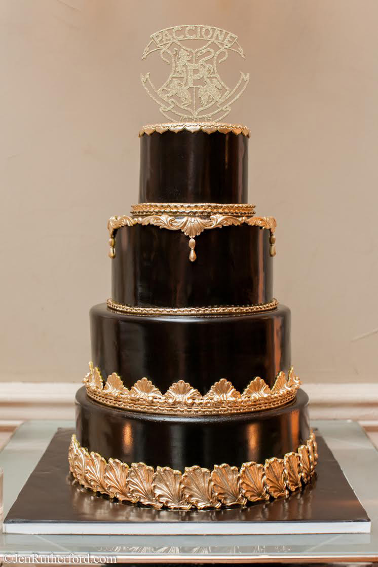 Black and Gold Wedding Cake