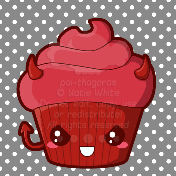 Devil Cute Cupcake Drawing