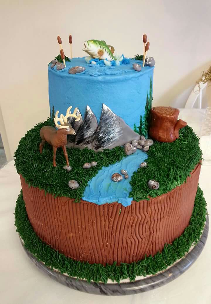 Hunting and Fishing Birthday Cake