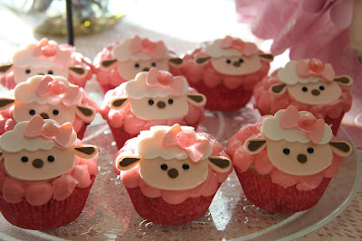 Lamb Baby Shower Cake and Cupcakes