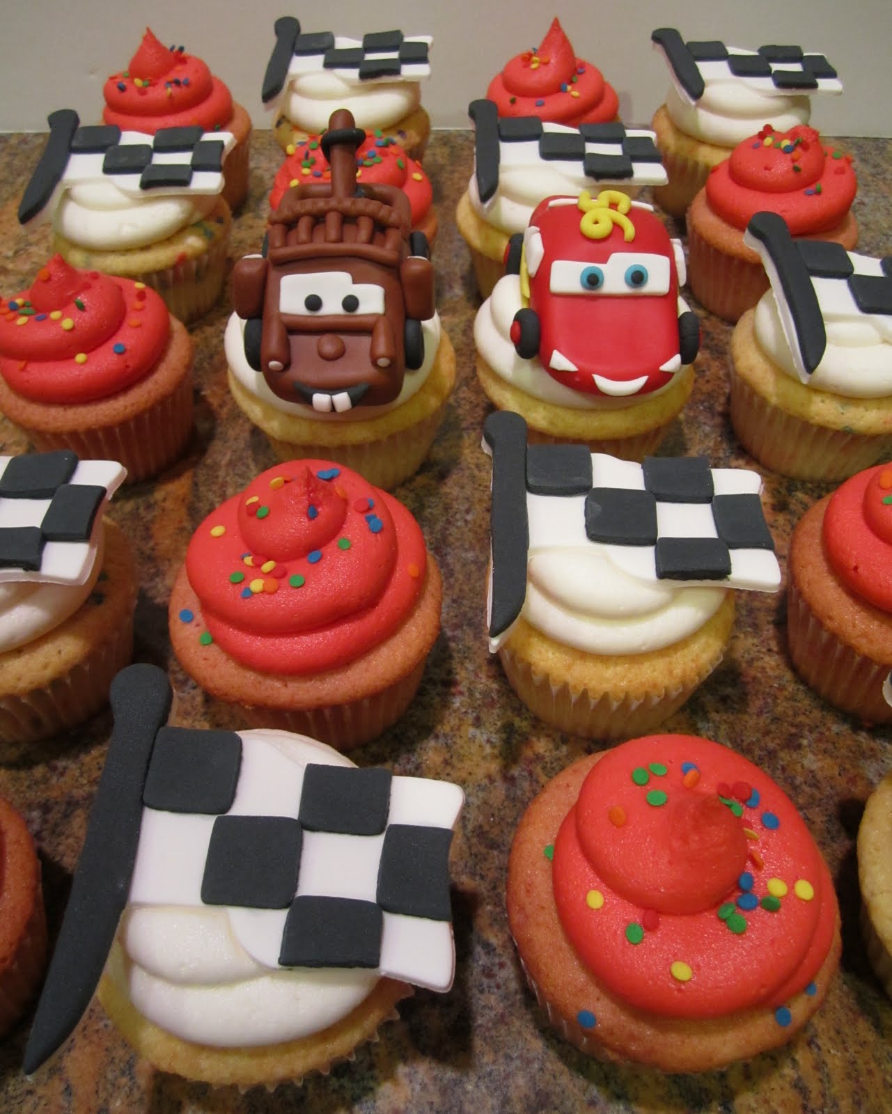 Lightning McQueen and Mater Cupcakes