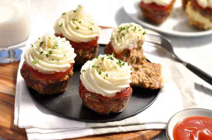 Meatloaf Cupcakes with Mashed Potato