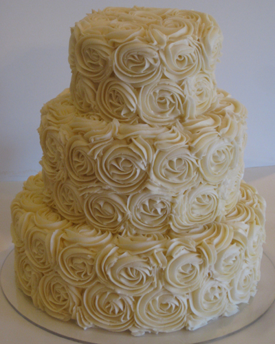 Rose Wedding Cake with Swirls