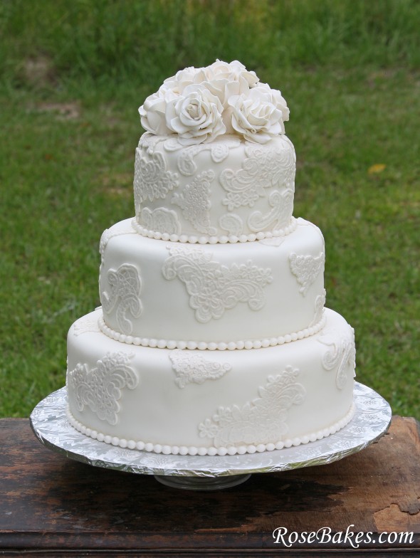 Rustic Vintage Lace Wedding Cake