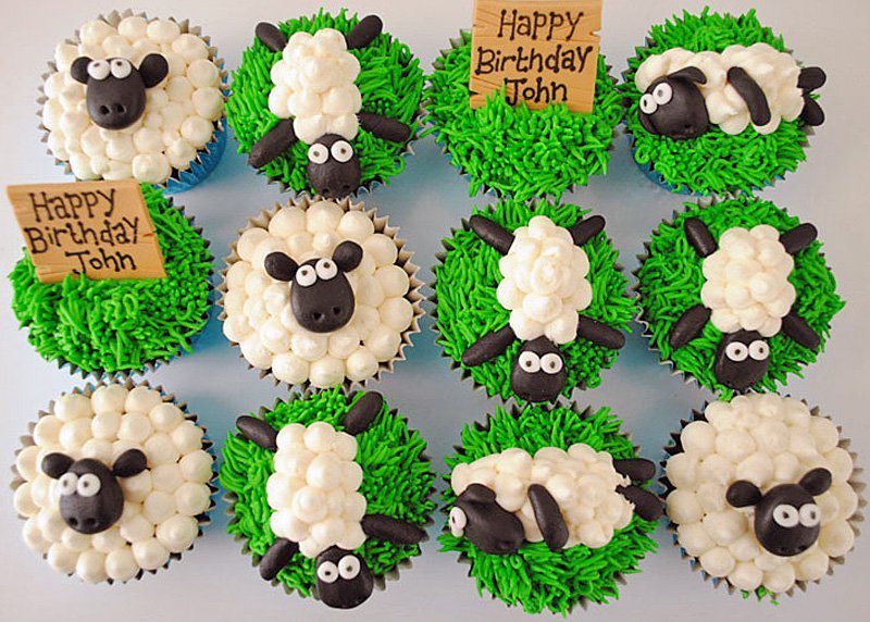 Sheep Cupcake Birthday Cake