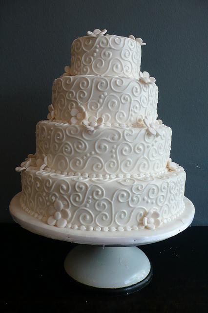 White Wedding Cake with Swirls