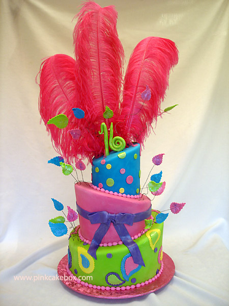 Blue and Pink Sweet 16 Cake