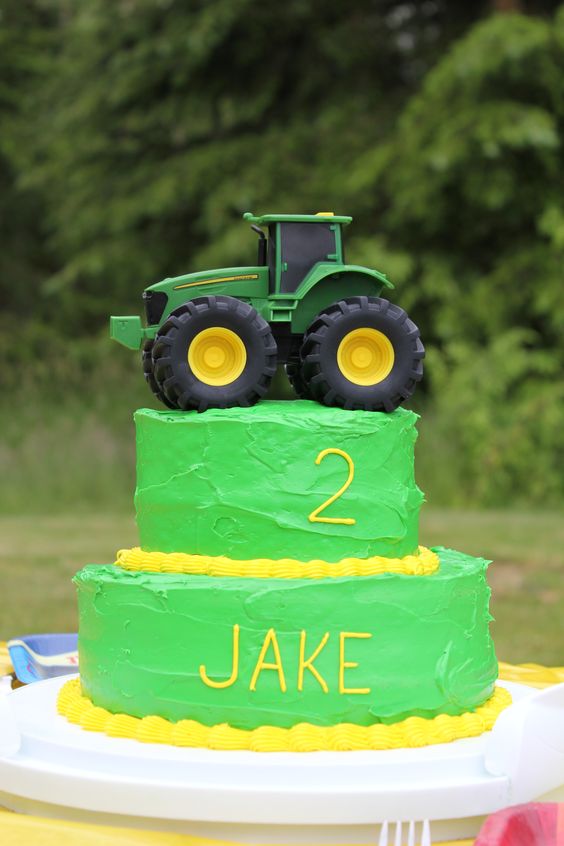 Green Tractor Birthday Cake