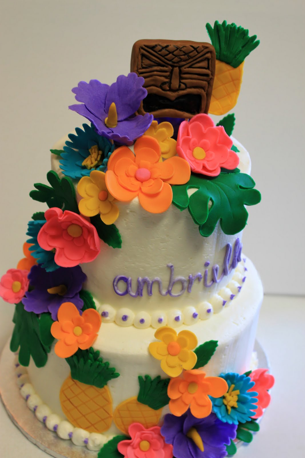 Hawaiian Flower Birthday Cake