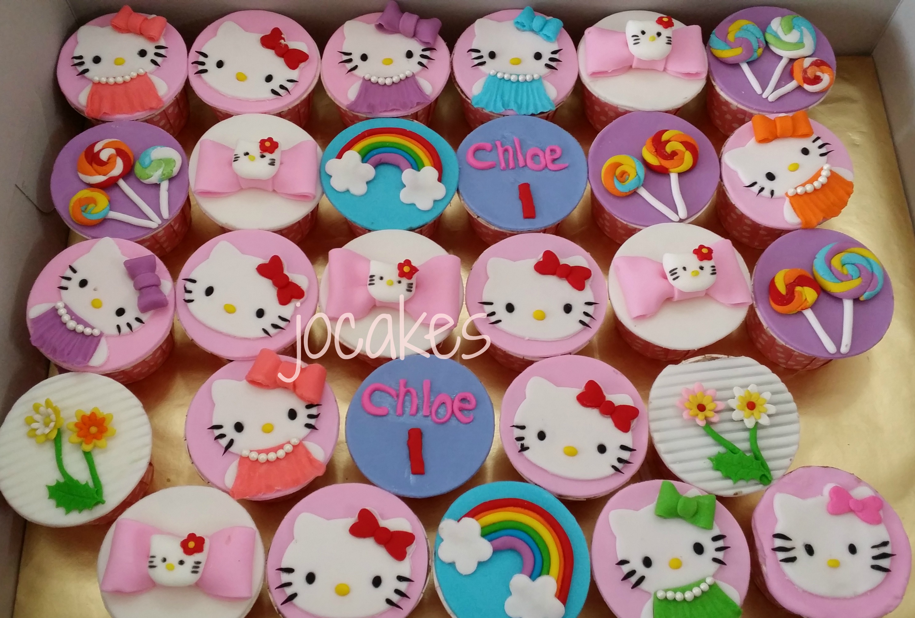 Hello Kitty Birthday Cake and Cupcakes