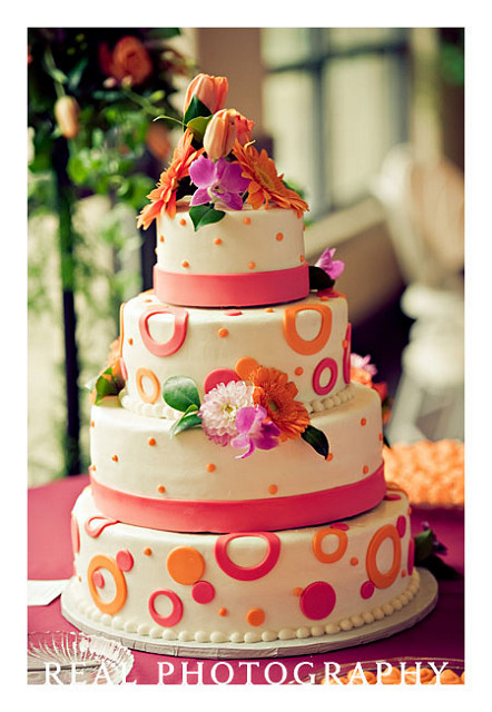 Modern Orange and White Wedding Cake