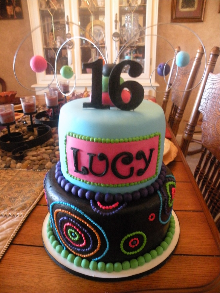 Neon Sweet 16 Cakes