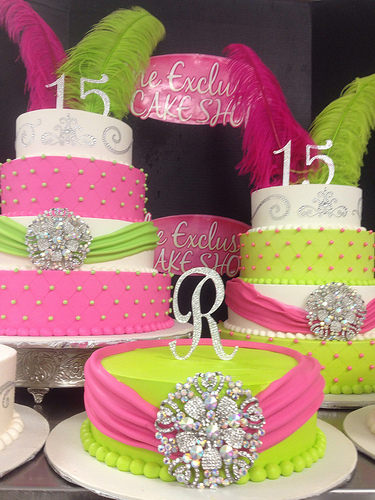 Pink and Green Sweet 16 Cake