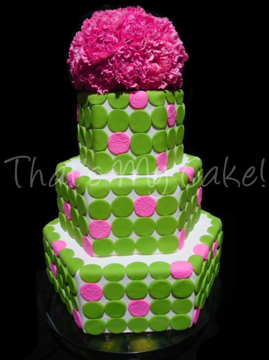 Pink and Lime Green Wedding Cake