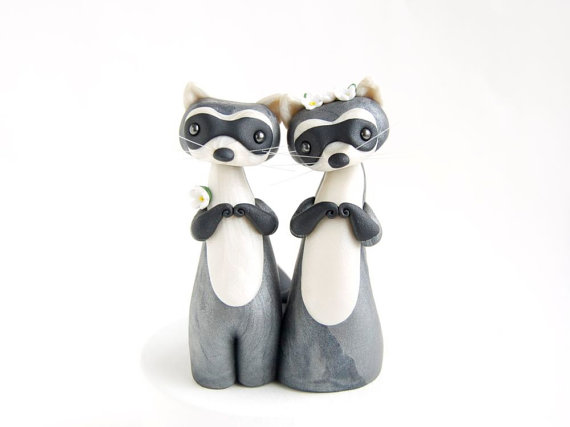 Raccoon Wedding Cake Topper