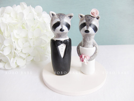 Raccoon Wedding Cake Topper