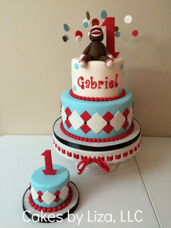 Sock Monkey Birthday Cake