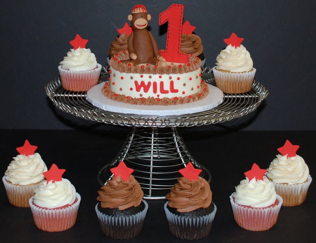 Sock Monkey Birthday Cake