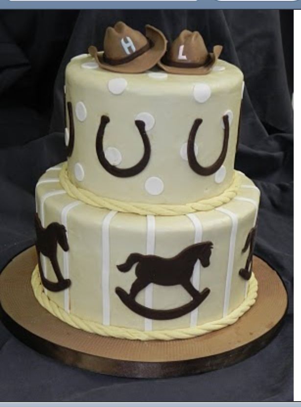 Western Cowboy Baby Boy Shower Cake