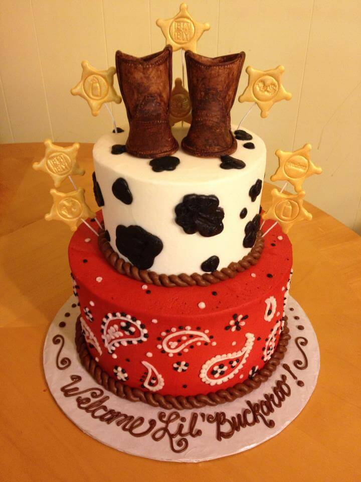 Western Cowboy Theme Baby Shower Cake