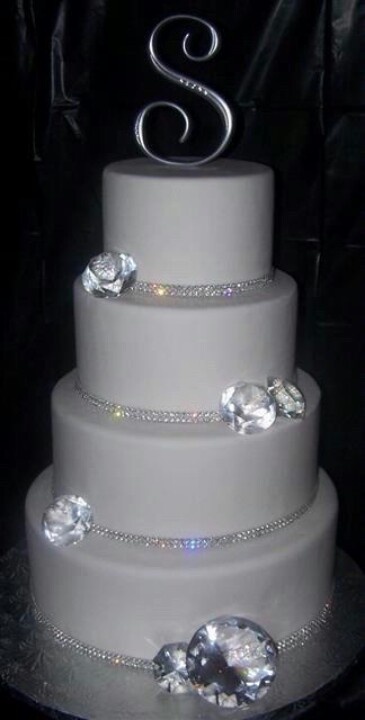 White Bling Wedding Cake